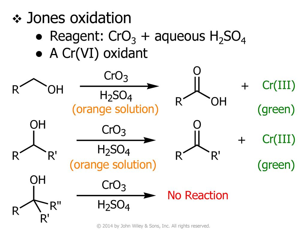 Reagent: CrO3 + aqueous H2SO4. 