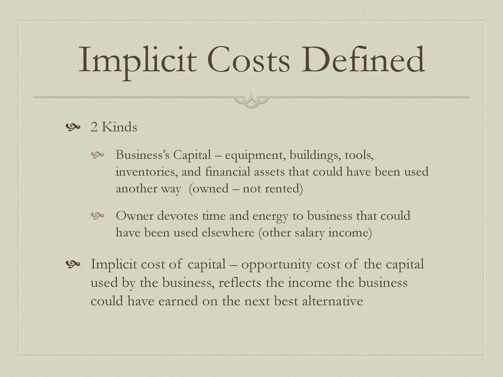 Implicit Costs Defined