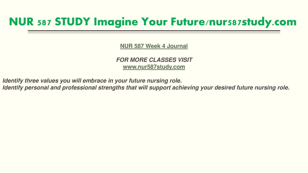 NUR 587 STUDY Imagine Your Future/nur587study.com