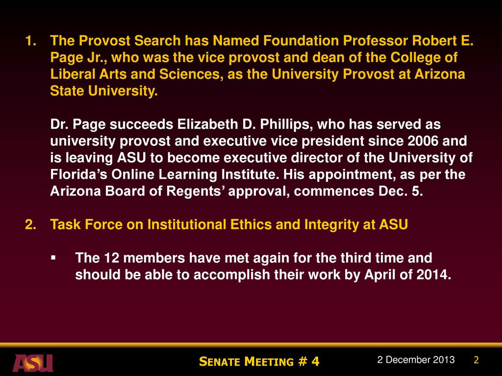 Task Force on Institutional Ethics and Integrity at ASU