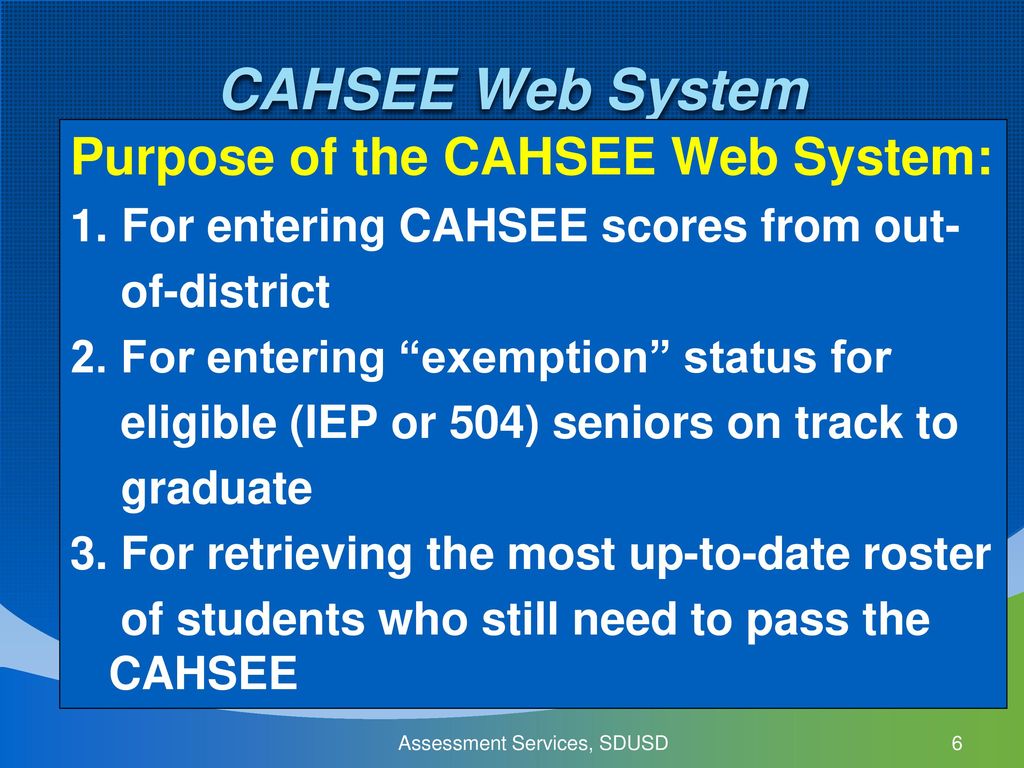Cahsee Score Chart