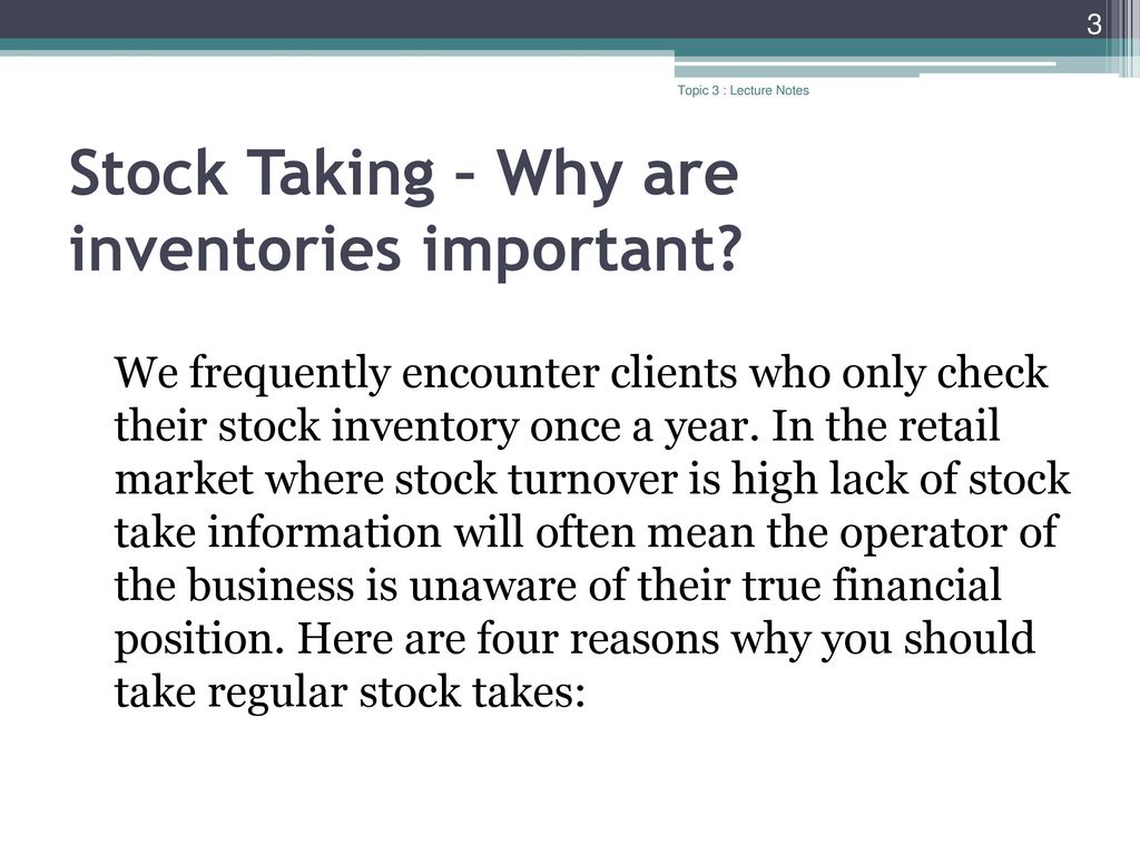 Topic 3 : Effective Stocktaking Skills - ppt download