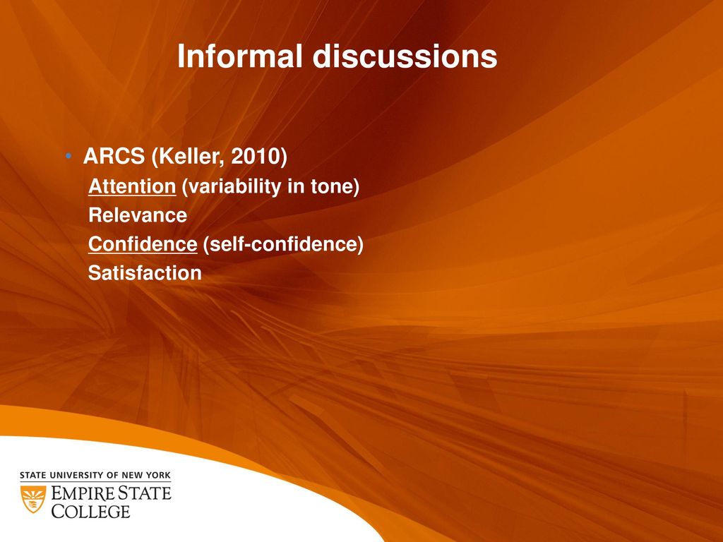 Informal discussions ARCS (Keller, 2010)