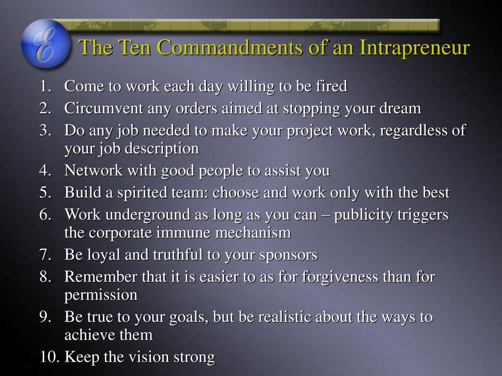 The Ten Commandments of an Intrapreneur