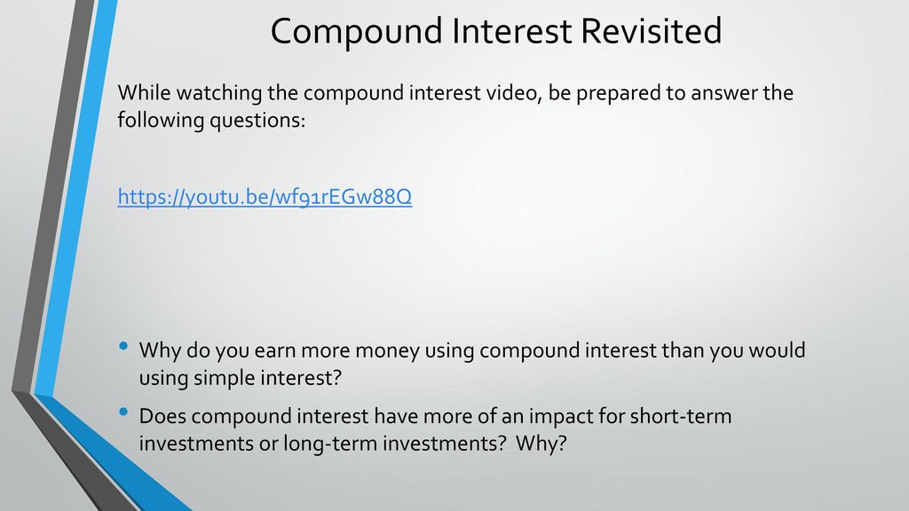 Investing: Basics Explain the difference between saving and investing and  when to use each strategy Explain how compound interest works, its  benefits. - ppt download