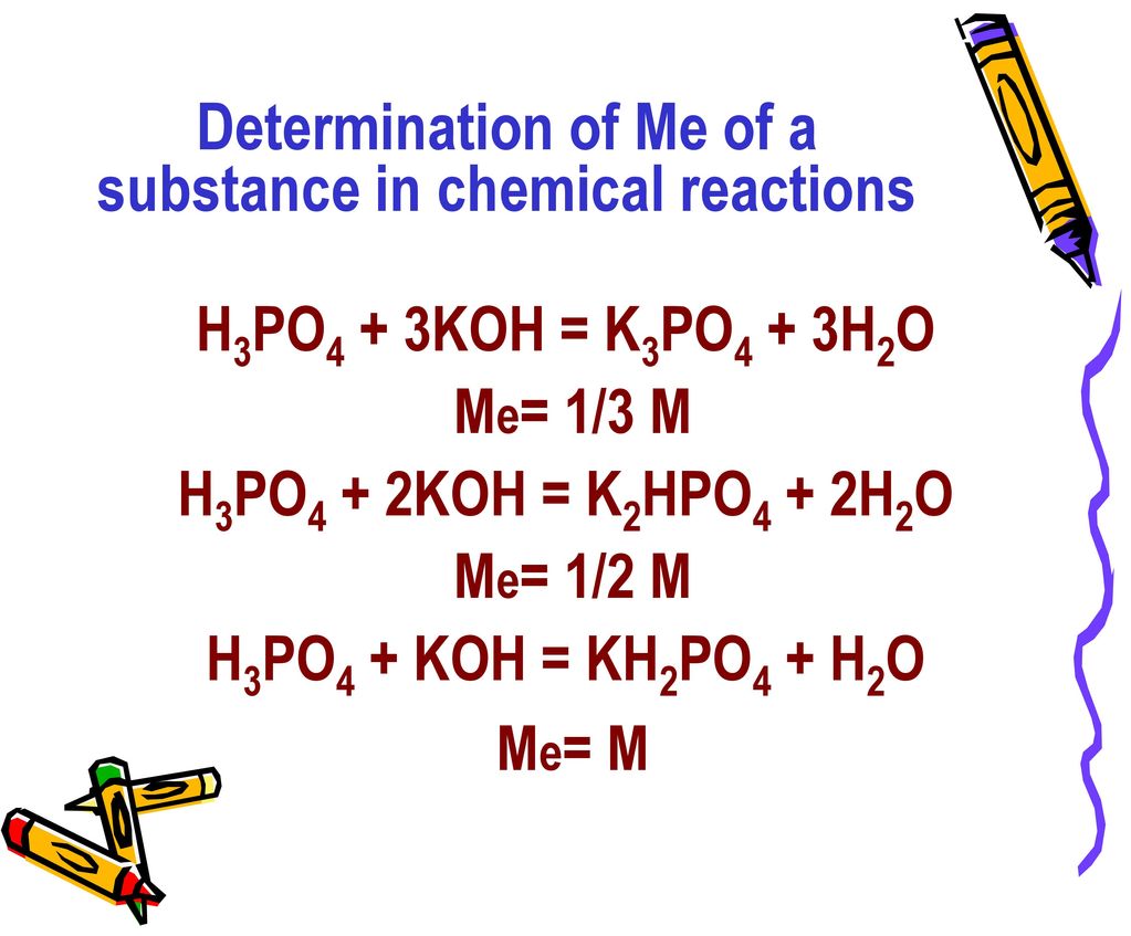 Me= M. H3PO4 + KOH = KH2PO4 + H2O. 