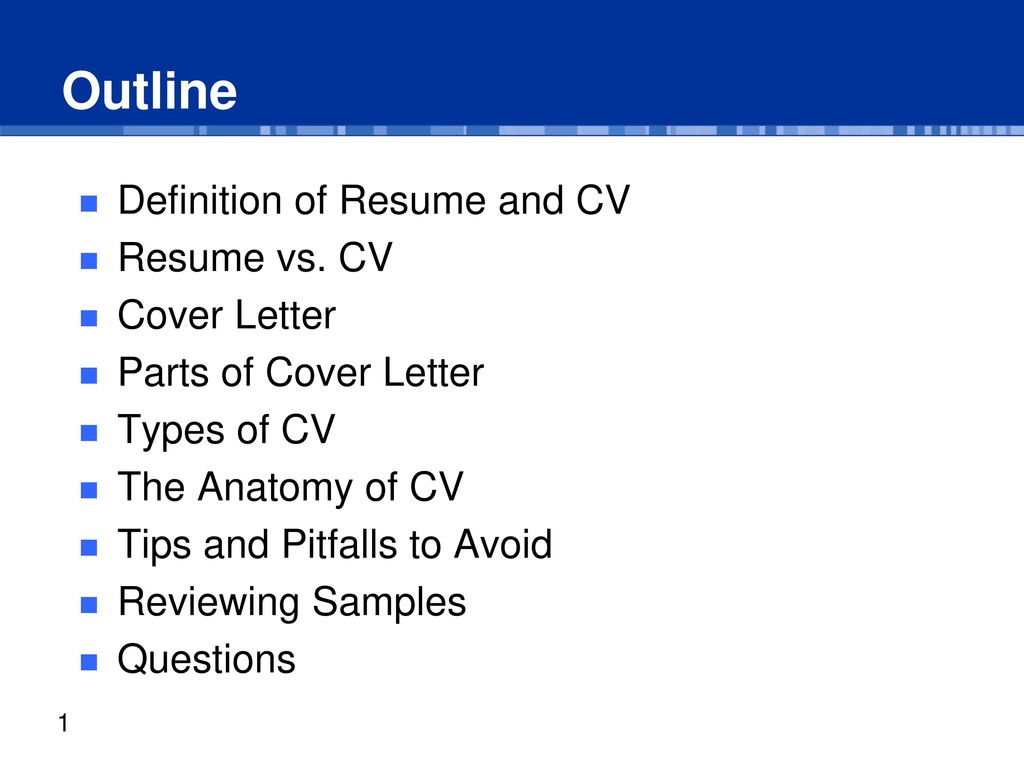 Outline Definition Of Resume And Cv Resume Vs Cv Cover