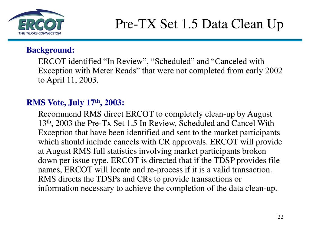 Pre-TX Set 1.5 Data Clean Up
