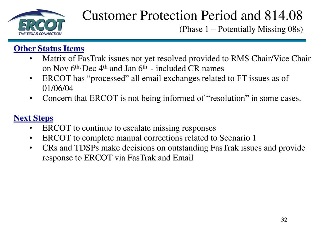 Customer Protection Period and 814