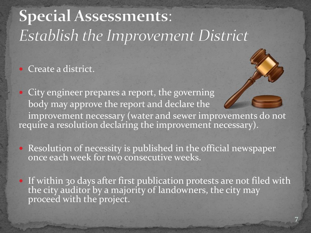 Special Assessments: Establish the Improvement District