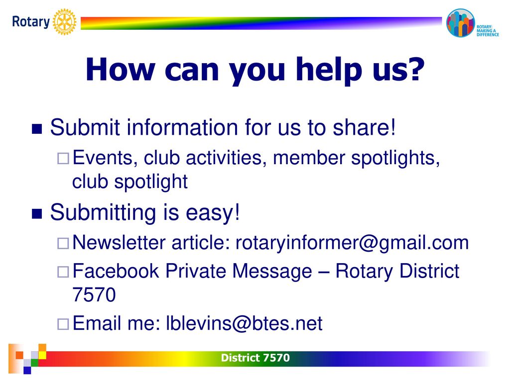 Share! District 7570 Other Clubs District Projects