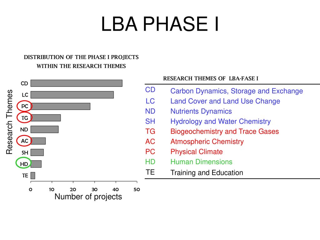 DISTRIBUTION OF THE PHASE I PROJECTS WITHIN THE RESEARCH THEMES