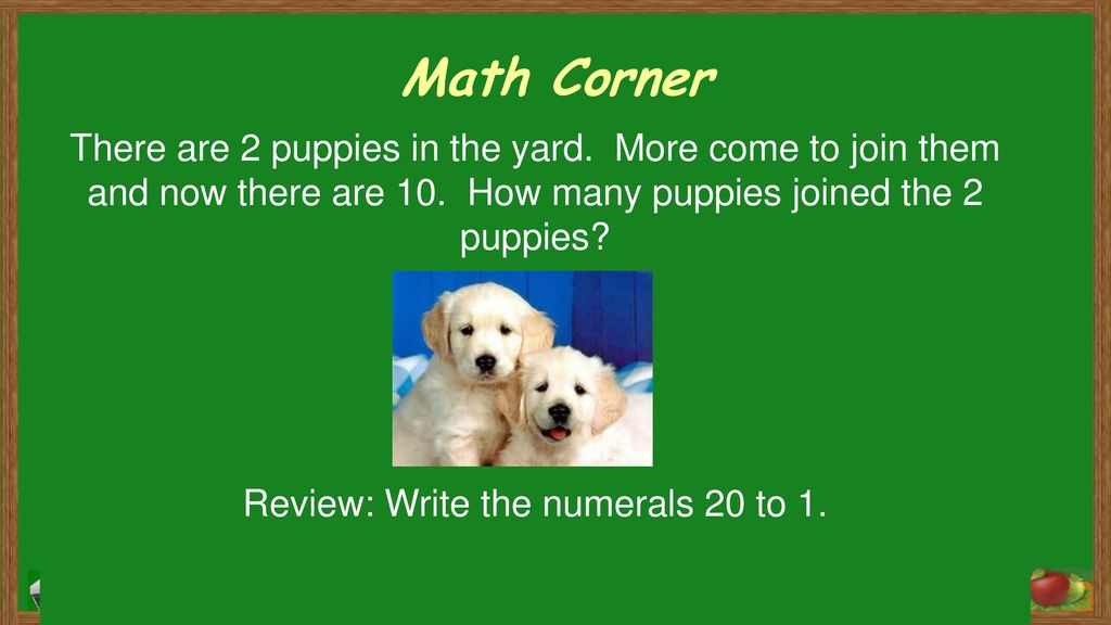 Review: Write the numerals 20 to 1.