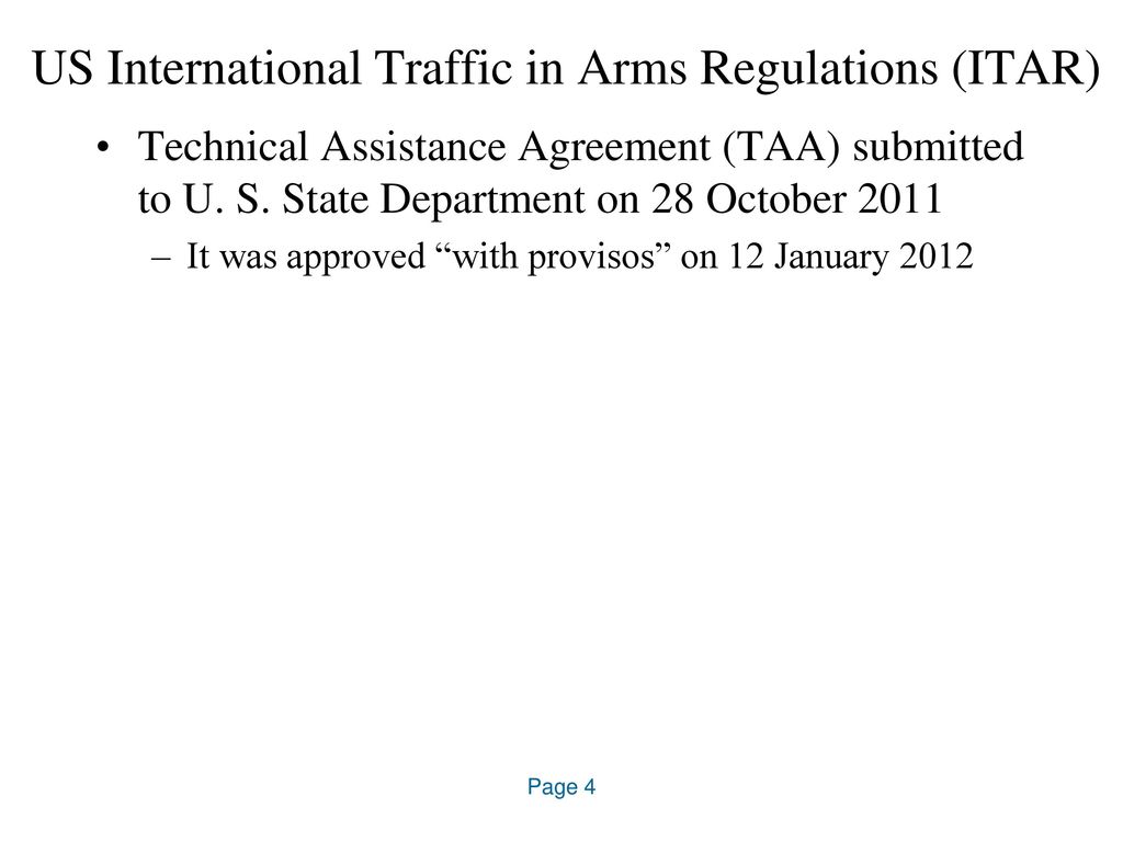 US International Traffic in Arms Regulations (ITAR)