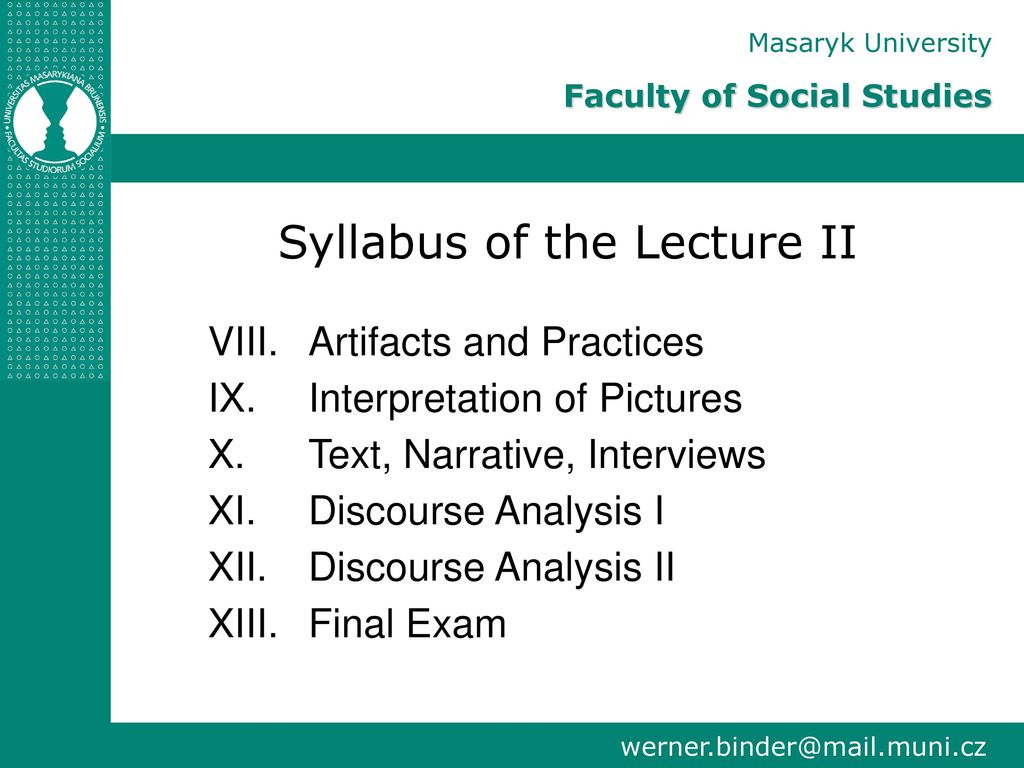 Syllabus of the Lecture II