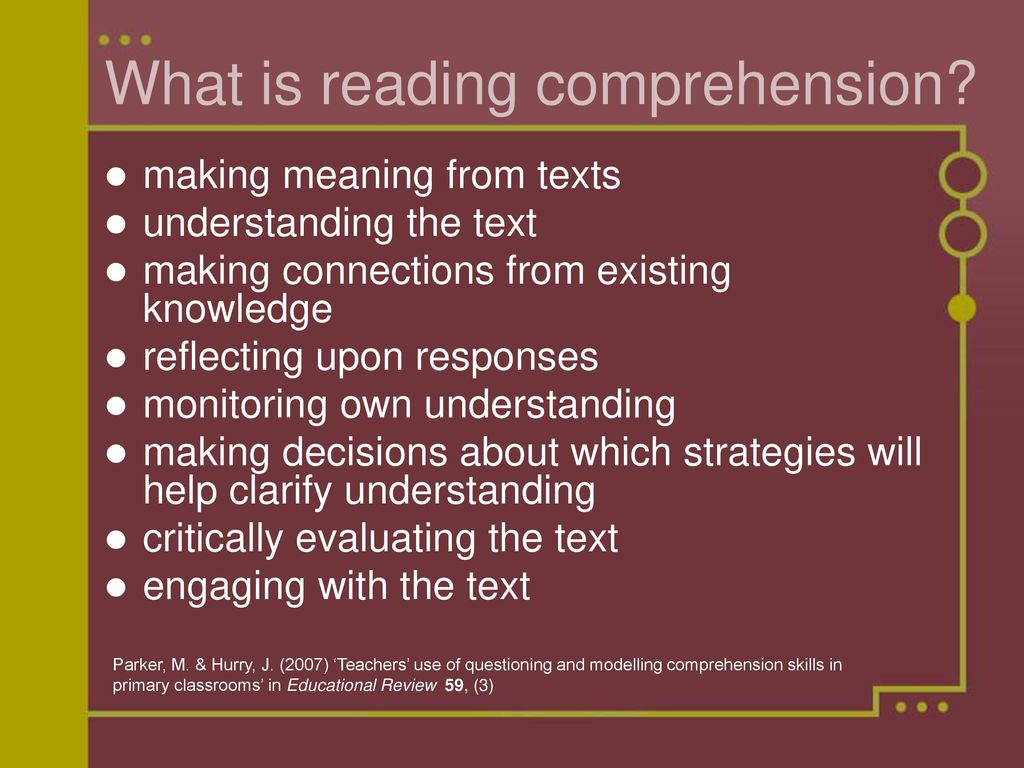 The development of reading: comprehension - ppt download