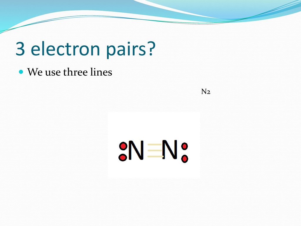 3 electron pairs We use three lines N2