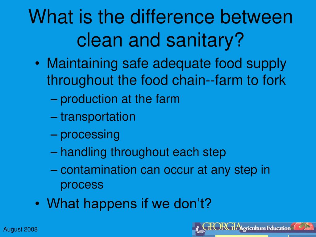 What is the difference between clean and sanitary
