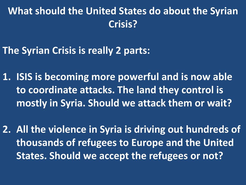 What should the United States do about the Syrian Crisis