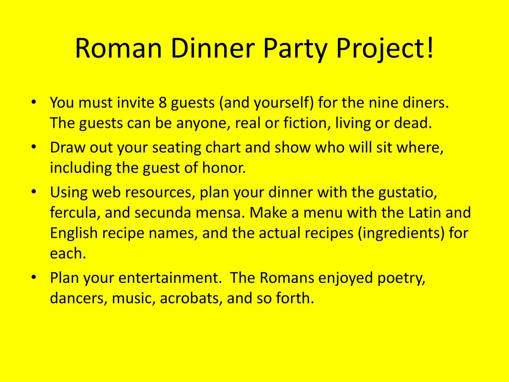 Roman Meals Banquet Project Latin I Ppt Download