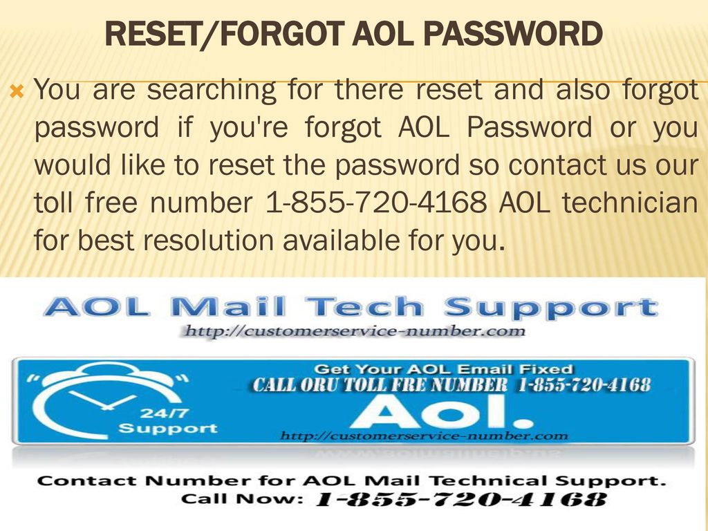 RESET/FORGOT AOL PASSWORD