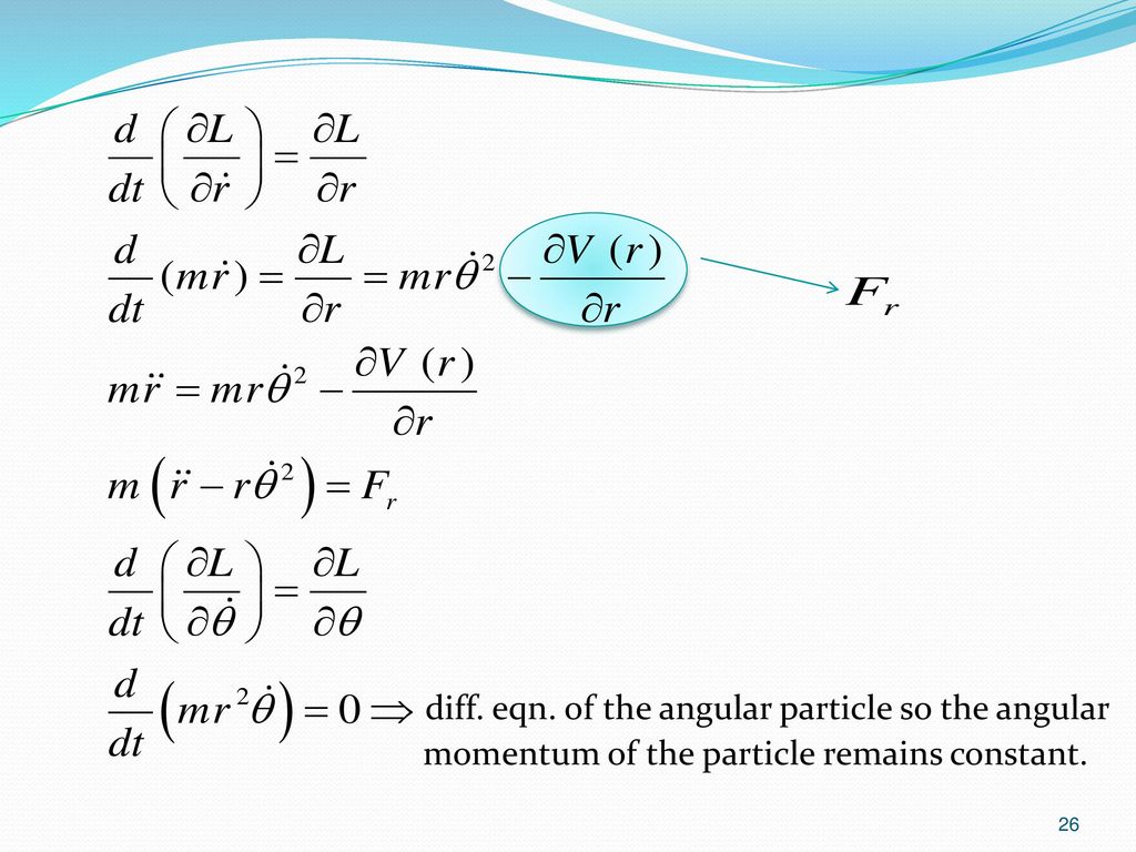 diff. eqn. of the angular particle so the angular