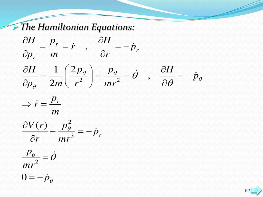 The Hamiltonian Equations: