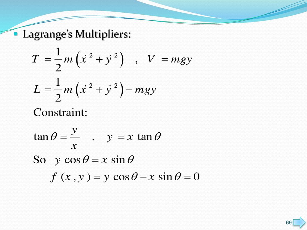 Lagrange’s Multipliers: