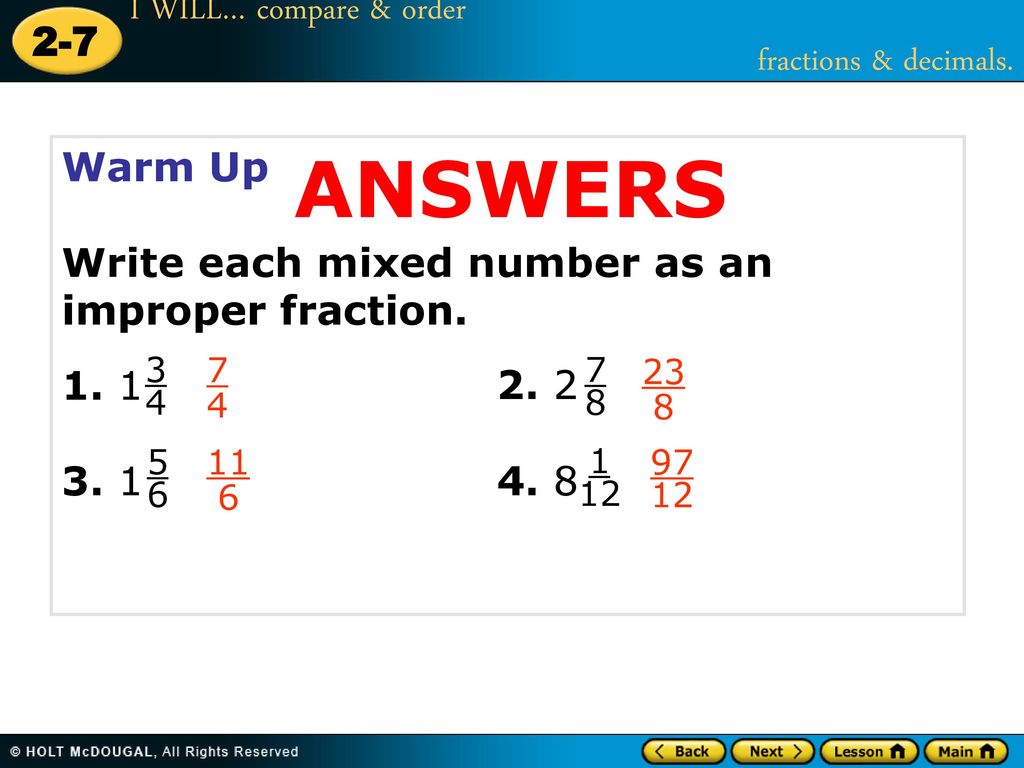 Write each mixed number as an improper fraction. - ppt download