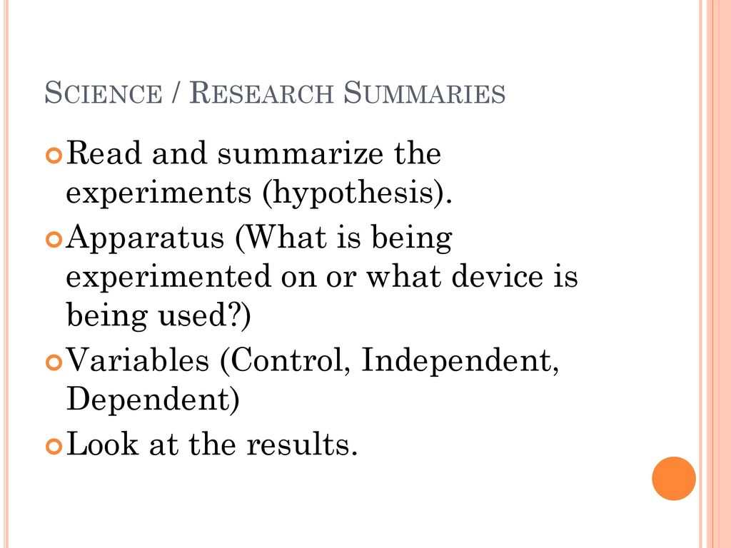 Science / Research Summaries