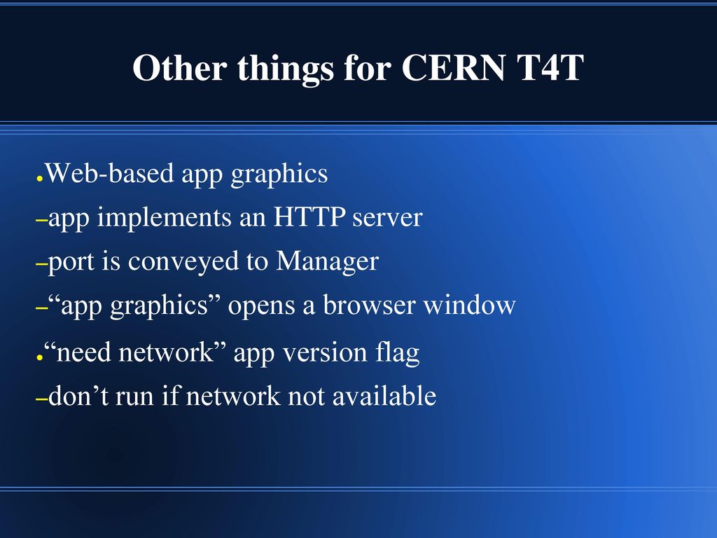 Other things for CERN T4T