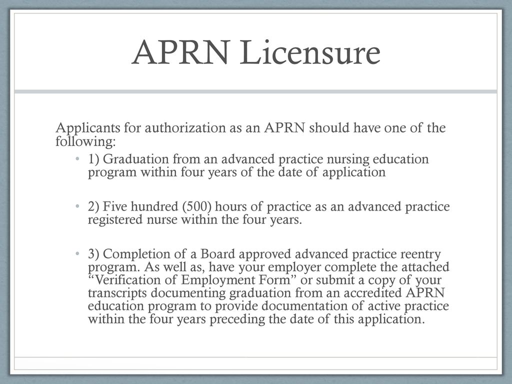 APRN Licensure Certification and National Provider Identifier ppt