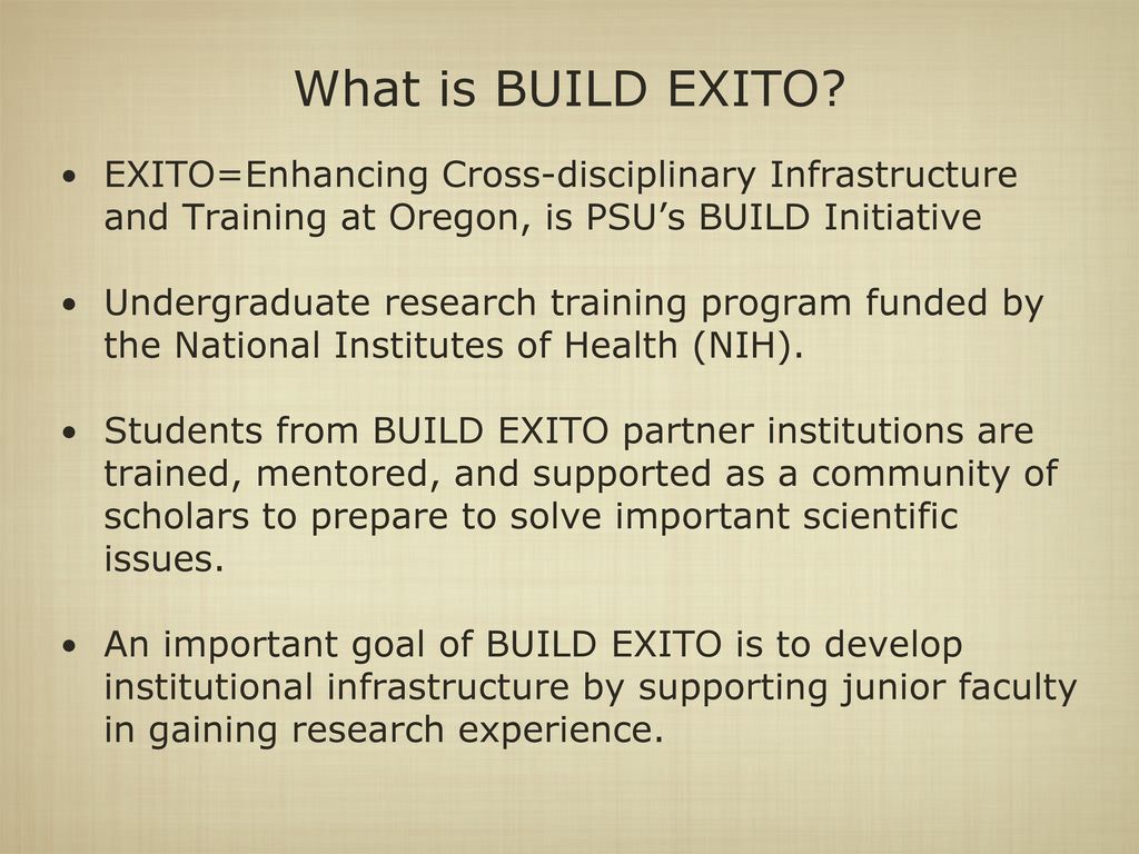 BUILD EXITO Pilot Project Technical Assistance Oct. 17th ppt