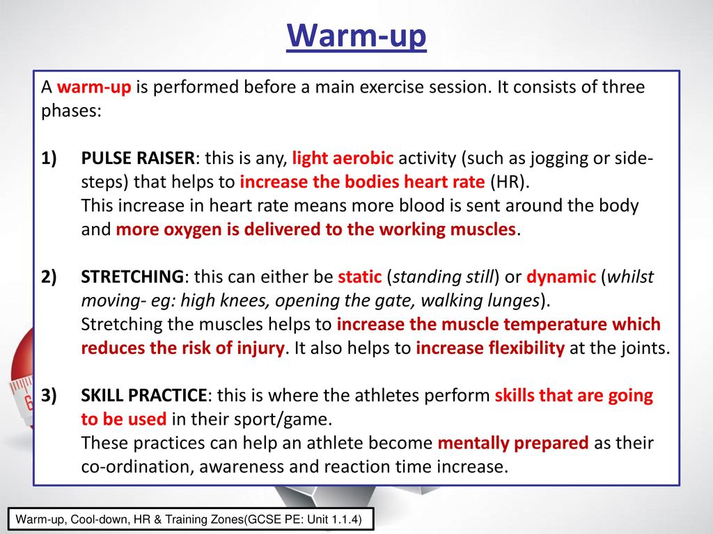 Warm Up Cool Down Any Exercise Session Should Follow The Three Stages Warm Up Main Activity Cool Down A Warm Up Is Performed Before The Main Activity Ppt Download Warm Up Cool Down Any Exercise Session Should Follow The Three Stages Warm Up Main Activity Cool Down A Warm Up Is Performed Before The Main Activity Ppt Download