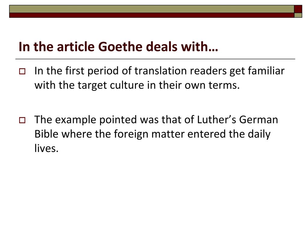 In the article Goethe deals with…