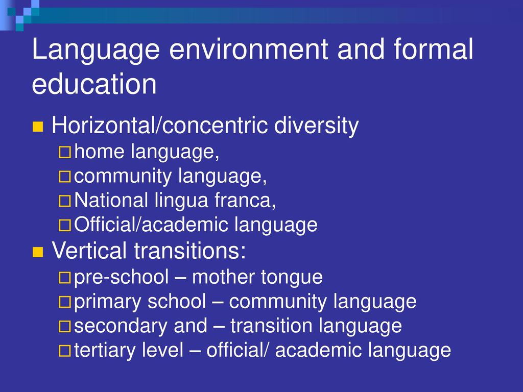 Language environment and formal education