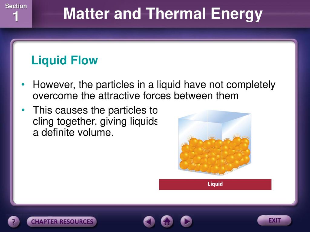 Liquid Flow However, the particles in a liquid have not completely overcome the attractive forces between them.