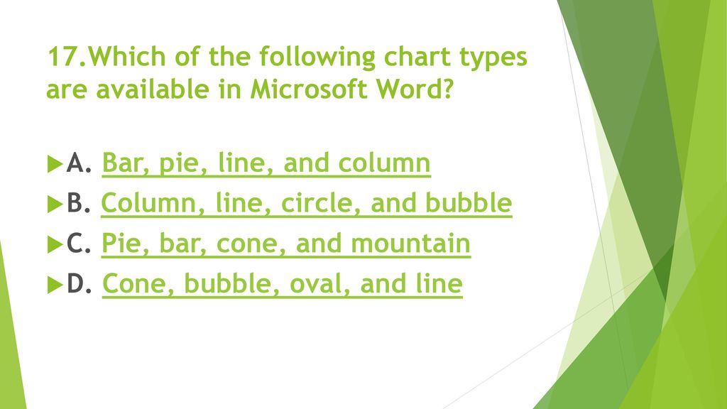 Which Chart Types Are Available In Microsoft Word