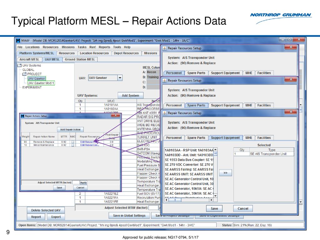 Typical Platform MESL – Repair Actions Data