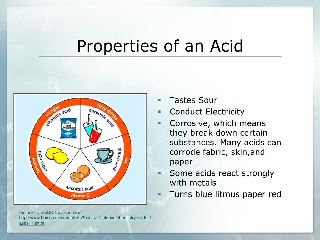 Properties of an Acid Tastes Sour Conduct Electricity
