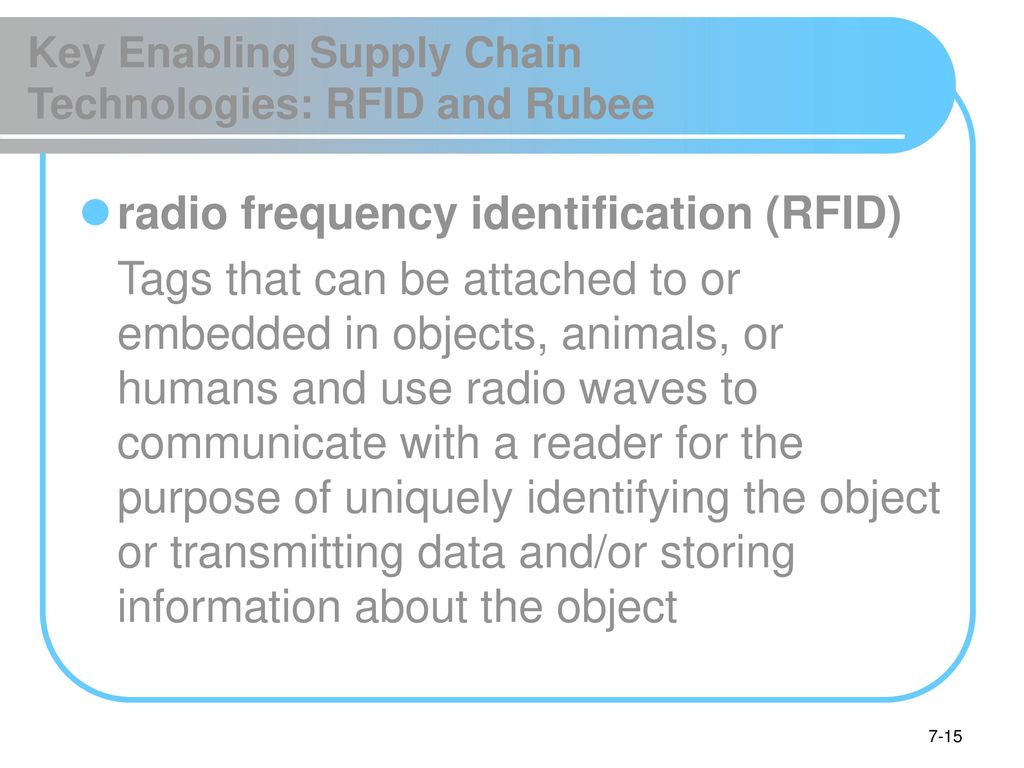Key Enabling Supply Chain Technologies: RFID and Rubee