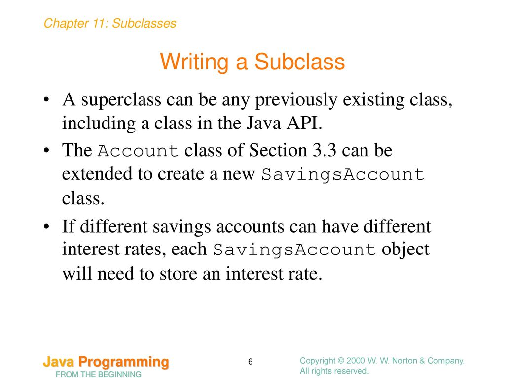 Subclasses Chapter 11 Copyright © 2000 W. W. Norton & Company. - ppt ...