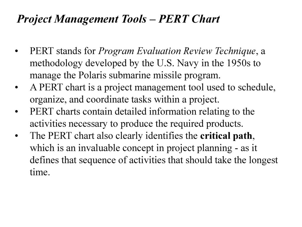 Project Management Tools – PERT Chart