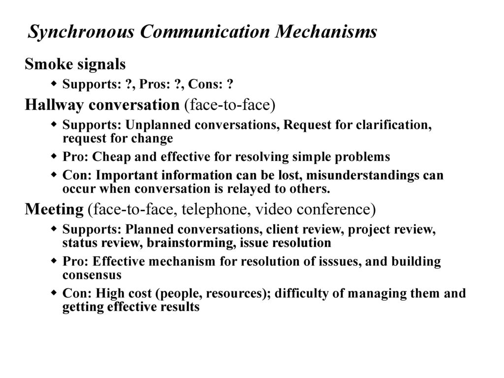 Synchronous Communication Mechanisms