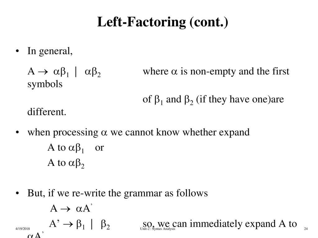 Left-Factoring (cont.)