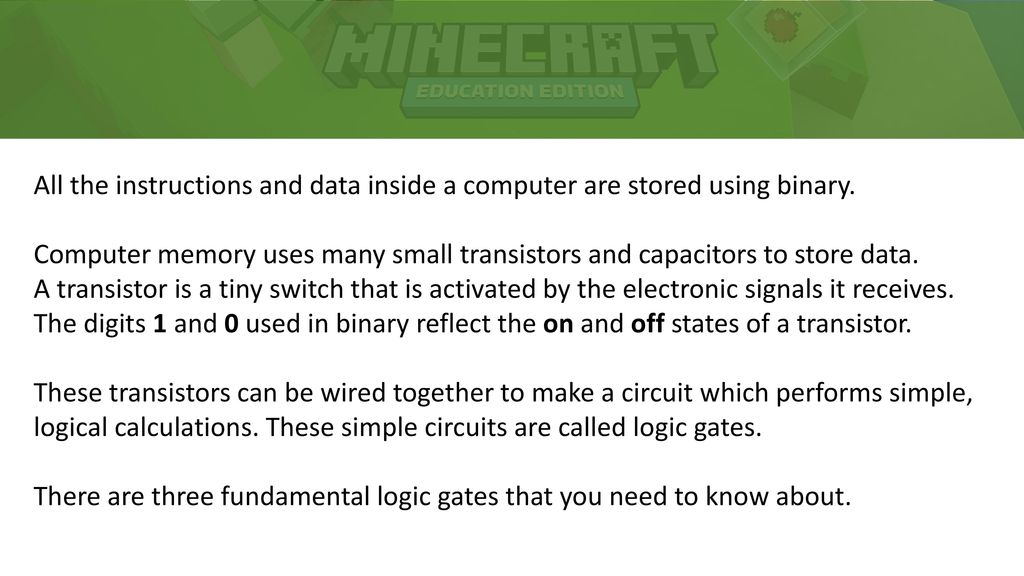 Creating Logic Gates With Minecraft Ppt Download