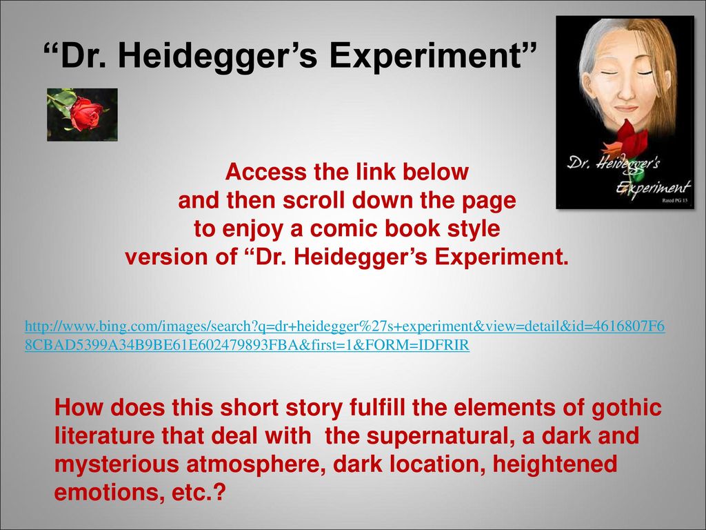 dr. heidegger's experiment dark romanticism