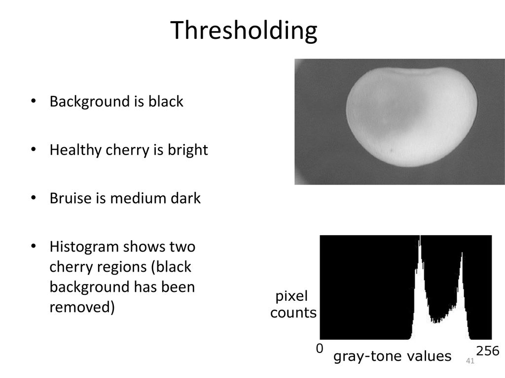 Thresholding Background is black Healthy cherry is bright