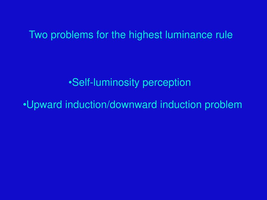 Two problems for the highest luminance rule