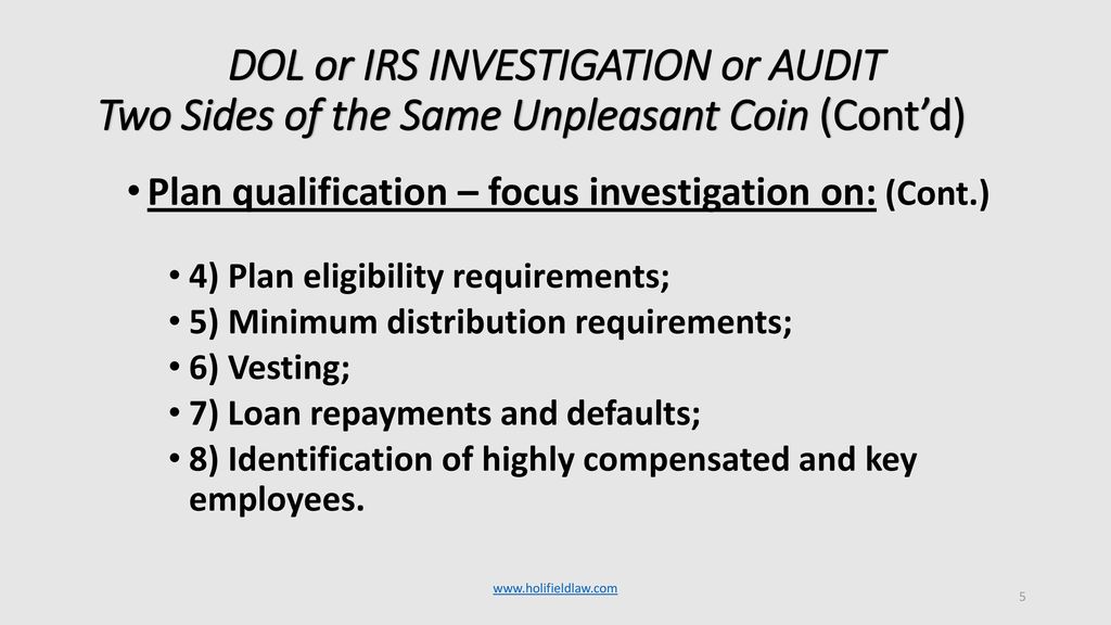 HOW TO PREPARE FOR A DOL OR IRS QUALIFIED PLAN AUDIT ppt download